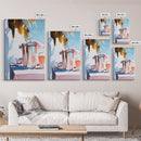 Beach Picnic, Palm Tree, Drinks, Framed Canvas Print, Summer Wall Art, Tropical Aesthetic, Kitchen Art, Coastal Home Decor, Boho Art