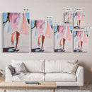 Elegant Woman Art, Fashion Illustration, Minimalist Feminine Painting, Pink Aesthetic Decor, Framed Canvas Print, Bedroom Wall Art