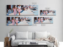 Summer Market, Stylish Women, Canvas Print, European Street Scene, Coastal Town, Fashion Artwork, Chic Home Decor, Travel Aesthetic
