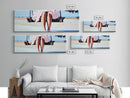 Swing By The Sea, Pastel Sky, Framed Canvas Print, Beach Wall Art, Minimalist Decor, Relaxing Aesthetic, Soft Tones, Coastal Living
