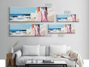 Ocean Waves, Pink Skirt, Windy Shoreline, Framed Canvas Print, Coastal Wall Art, Beach Home Decor, Minimalist Aesthetic, Ocean Scene