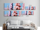 Pink Lupine, floral botanical art, wildflower nature print, soft pastel home decor, farmhouse style, framed canvas print, garden art