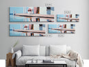Poolside Reflection, Elegant Patio, Coastal Artwork, Framed Canvas Print, Summer Aesthetic, Modern Living Room Decor, Soft Blues