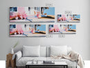 Pink House, Tropical Porch, Boho Architecture, Canvas Print, Living Room Wall Art, Sunlit Patio, Mediterranean Decor, Modern Art