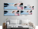 Reflected Ocean Scene, Coastal Landscape Print, Tranquil Beach Art, Blue Pastel Painting, Large Canvas Print, Living Room Wall Decor