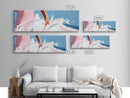Surfer Wave Art, Coastal Water Print, Abstract Beach Painting, Modern Ocean Aesthetic, Large Canvas Print, Living Room Wall Decor