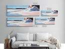 Winter Landscape Print, Snowy Mountain Scene, Nature Painting, Soft Blue Art, Large Canvas Print, Minimalist Home Decor, Office Wall Art