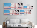 Ocean Reflection, Pink Waves, Abstract Seascape, Modern Coastal Art, Minimalist Decor, Framed Canvas Print, Living Room Wall Art