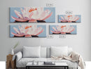 Lotus Flower, Pink Petals, Zen Botanical, Tranquil Nature Art, Meditation Space Decor, Canvas Print, Bathroom Wall Art, Modern Floral