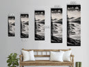 Misty Mountain Coast, Black and White Landscape Art, Modern Wall Decor, Framed Canvas Print, Minimalist Nature Art, Bedroom Wall Art