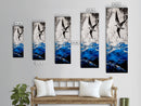 Ocean Bird, Stormy Waves, Blue and White, Framed Canvas Print, Nautical Wall Art, Minimalist Coastal Decor, Bedroom Artwork