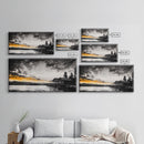 Sunset Cabin, Lake House Art, Mountain Retreat, Framed Canvas Print, Rustic Home Decor, Nature Wall Art, Bedroom Wall Art