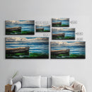 Lonely Boat, Ocean Painting, Nautical Home Decor, Framed Canvas Print, Coastal Wall Art, Blue Water Art, Beach House Art