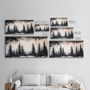 Pine Trees, Fog, Winter, Black and White, Framed Canvas Print, Mountain Art, Rustic Cabin Decor, Christmas Gift, Minimalist Home Wall Art