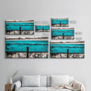 Geometric Waves, Abstract Ocean Art, Canvas Print, Contemporary Minimalist Painting, Blue Wall Decor, Large Modern Art