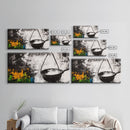 Abstract Kitchen Art, Black and White Canvas Print, Minimalist Artwork, Rustic Wall Decor, Unique Home Aesthetic, Framed Canvas Print