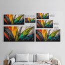 Abstract Leaves, Tropical, Colors, Framed Canvas Print, Boho Wall Art, Botanical Home Decor, Vibrant Living Room Art, Nature Inspired