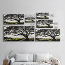 Oak Tree, Scenic Meadow, Black and White Landscape, Framed Canvas Print, Nature Wall Art, Large Canvas Artwork, Living Room Decor