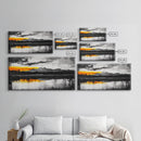 Sunset Reflection, Black and White, Framed Canvas Print, Nature Wall Art, Modern Landscape, Bold Decor, Living Room Art, Autumn Colors