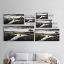 Marshland Scene, Serene Landscape, Black and White Nature Art, Modern Decor, Misty Grasslands, Living Room Artwork, Framed Canvas Print