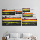 Sunset Meadow, Vibrant Sky Over Rolling Hills, Nature Landscape Painting, Bold Color Art, Canvas Print, Farmhouse Decor, Dining Room Art