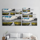 Beach Boardwalk, Coastal Landscape, Black and White Seascape, Nautical Decor, Living Room Artwork, Beach House Scene, Framed Canvas Print