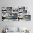 Moody Seascape, Stormy Ocean, Dramatic Sky, Beach Wall Art, Black and White Coastal Decor, Framed Canvas Print, Large Landscape Art