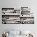 Moody Beach, Black White, Ocean Sunset, Canvas Print, Dramatic Seascape, Coastal Wall Art, Relaxing Home Decor, Living Room Artwork