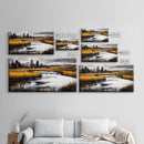 Autumn Landscape, Rustic River Scene, Golden Fields, Nature Wall Art, Farmhouse Style, Cabin Decor, Warm Tones, Framed Canvas Print