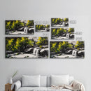 Waterfall Scene, Nature Art, Black and White Landscape, Rustic Cabin Decor, Wilderness Painting, Relaxing Wall Art, Canvas Print