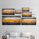 Fiery Sunset, Dramatic Sky, Abstract Landscape, Bold Colors, Modern Expressionism, Vibrant Wall Decor, Warm Tones, Framed Canvas Print