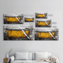 Minimalist Abstract, Yellow Black Art, Industrial Wall Decor, Urban Loft Accent, Framed Canvas Print, Modern Home Office Art