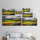 Spring Meadow Landscape, Mountain Wildflower Art, Vibrant Nature Wall Art, Farmhouse Decor, Impressionist Landscape, Framed Canvas Print