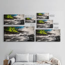 Wild Waves, Ocean Storm, Dramatic Seascape, Coastal Art, Beach House Decor, Framed Canvas Print, Black and White Wall Art, Nature Painting