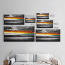 Sunset Horizon, Dramatic Sky, Abstract, Modern Nature Art, Living Room Wall Art, Framed Canvas Print, Colorful Painting, Scenic View