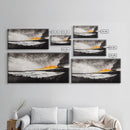 Volcano Eruption, Dramatic Landscape Art, Black and White Wall Art, Fiery Sunset Painting, Large Framed Canvas Print, Office Decor