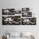 Lotus Flower, Black and White Botanical Art, Zen Wall Decor, Nature Painting, Minimalist Canvas Print, Bedroom Meditation Art