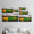 Abstract Landscape, Minimalist Art, Modern Wall Decor, Framed Canvas Print, Green and Gold Wall Art, Contemporary Home Decor