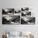 Waterfall Painting, Dramatic Nature, Mountain River, Framed Canvas Print, Monochrome Art, Nature Decor, Lodge Wall Art, Rustic Home