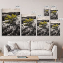 Desert Landscape Art, Minimalist Nature Print, Monochrome Decor, Rustic Mountain Scene, Living Room Wall Art, Framed Canvas Print