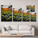 Tropical Landscape, Palm Trees, Sunset Glow, Framed Canvas Print, Vibrant Wall Art, Living Room Decor, Modern Colorful Art, Nature Scene