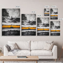 Volcanic Sunset, Black and White, Dramatic Sky, Framed Canvas Print, Moody Wall Art, Modern Landscape, Office Decor, Nature Aesthetic