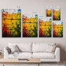 Barbed Wire Wall Art, Red Yellow Green, Bold Abstract Painting, Modern Industrial Decor, Statement Piece, Office Wall Art, Canvas Print