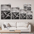 Ocean Waves, Stormy Sky, Framed Canvas Print, Coastal Wall Art, Black and White Seascape, Beach House Decor, Nautical Art, Modern Style