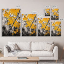 Abstract Autumn Leaves, Black White Orange, Nature Wall Art, Rustic Decor, Minimalist Fall Artwork, Living Room Art, Framed Canvas Print