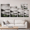 Misty Mountain View, Black and White Landscape, Minimalist Nature Wall Art, Bedroom Decor, Framed Canvas Print, Neutral Aesthetic