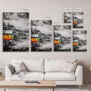 Rustic Seaside, Colorful Coastal Art, Nautical Wall Decor, Vibrant Fishing Village, Seascape Painting, Living Room Art, Canvas Print