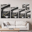 Steel Bridge, Industrial Wall Art, Black and White Landscape, Cityscape Art, Rustic Metal, Loft Style, Office Wall Art, Framed Canvas Print