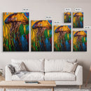 Jellyfish Abstract Art, Vibrant Ocean Painting, Colorful Marine Life Decor, Coastal Nautical Gift, Beach House Wall Art, Canvas Print