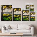 Hammock Breeze, Ocean View, Beach Retreat, Tropical Wall Art, Nature Decor, Black and White Painting, Framed Canvas Print, Coastal Vibes